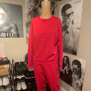 Red “POLO” sweat long sleeve sweat shirt